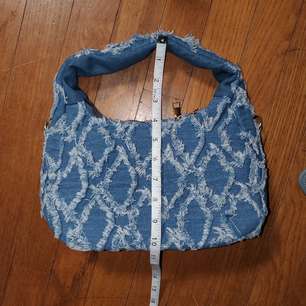 Distressed Blue Jean Shoulder Bag - Picture 5 of 9